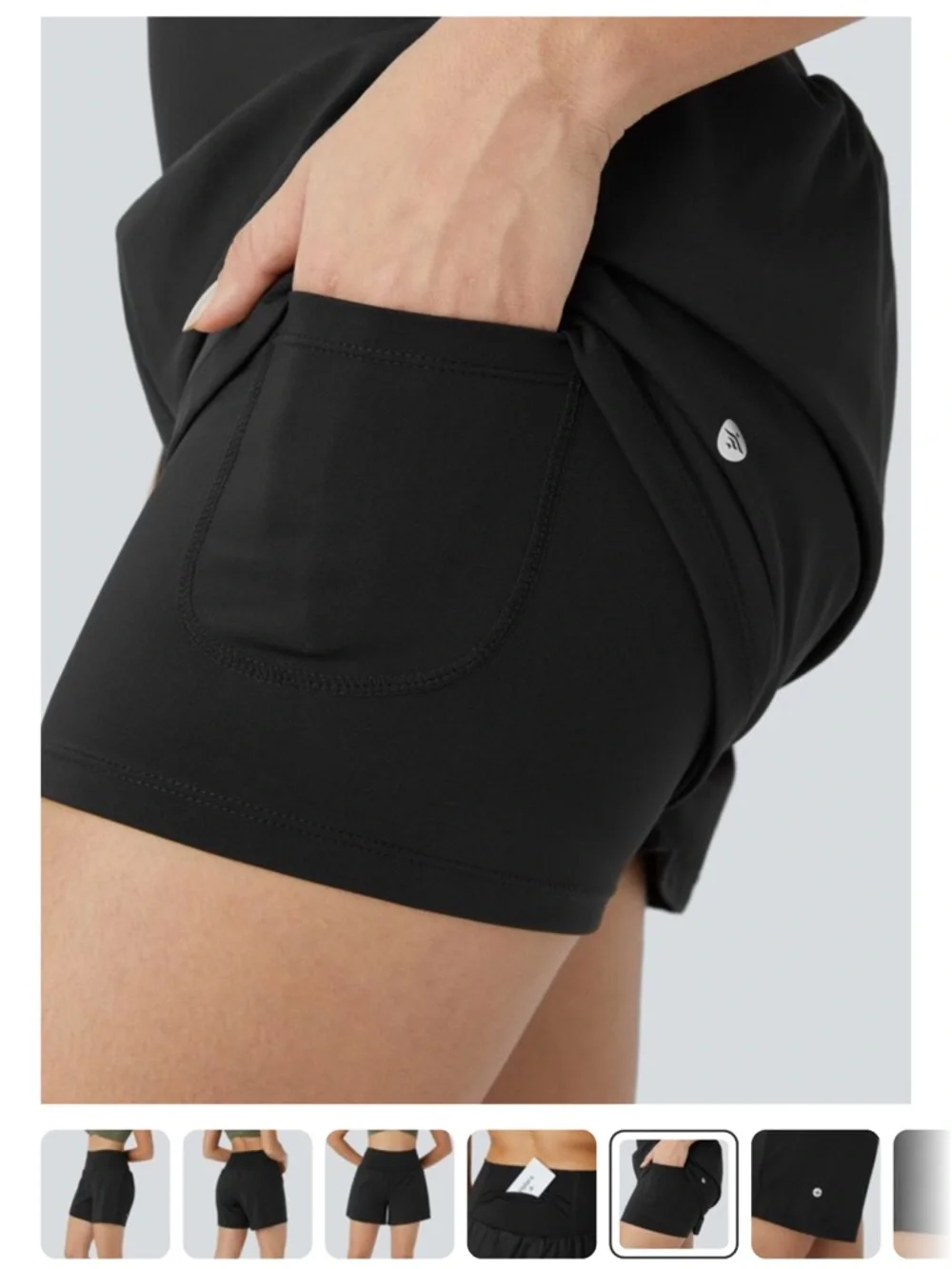 High-Waist Black 2-in-1 yoga shorts - Picture 3 of 6